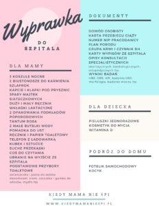 lista rzeczy do torby do szpitala